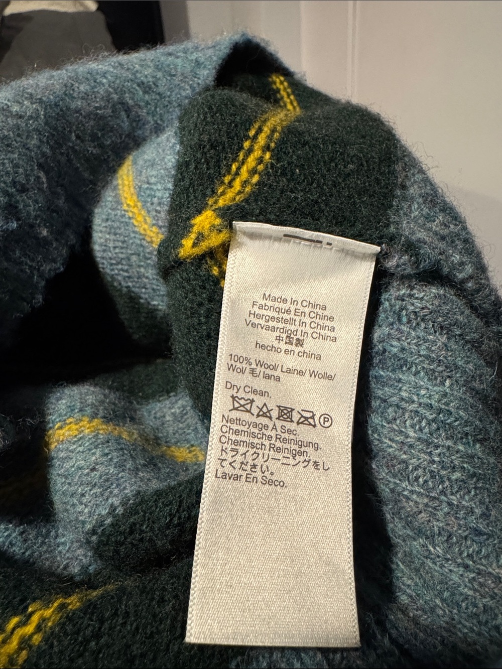 J. Crew Men’s Blue, Green & Yellow Striped Crewneck Sweater - Picture 3 of 4